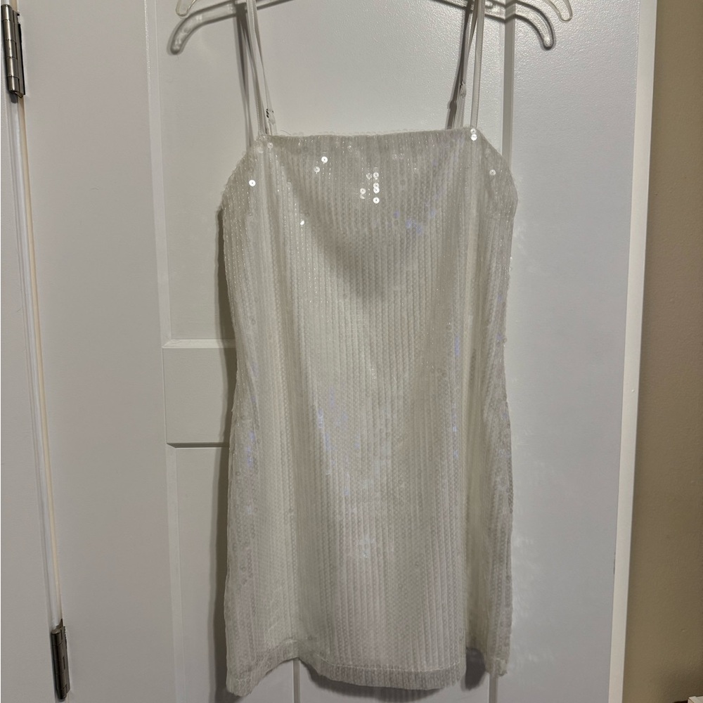 White Sequin Mini Dress